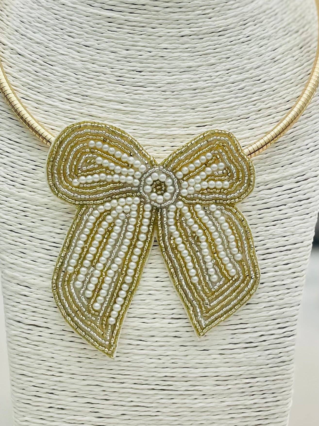 Gold Holiday Bow Christmas Collar