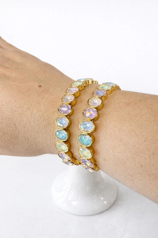 gold opal bracelet stacked bracelet set