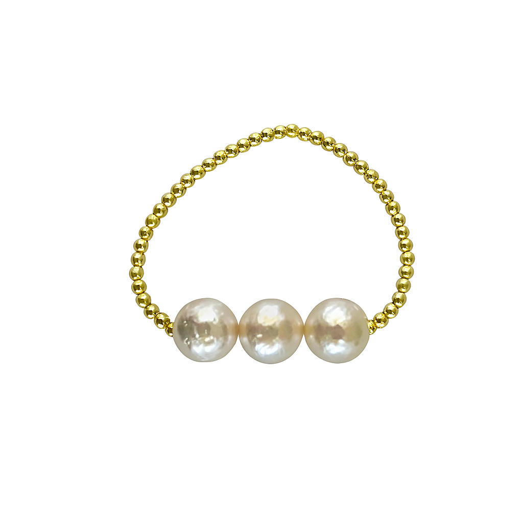 Margaret x3 Pearl & Gold Beaded Bracelet