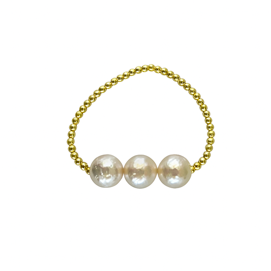 Margaret x3 Pearl & Gold Beaded Bracelet