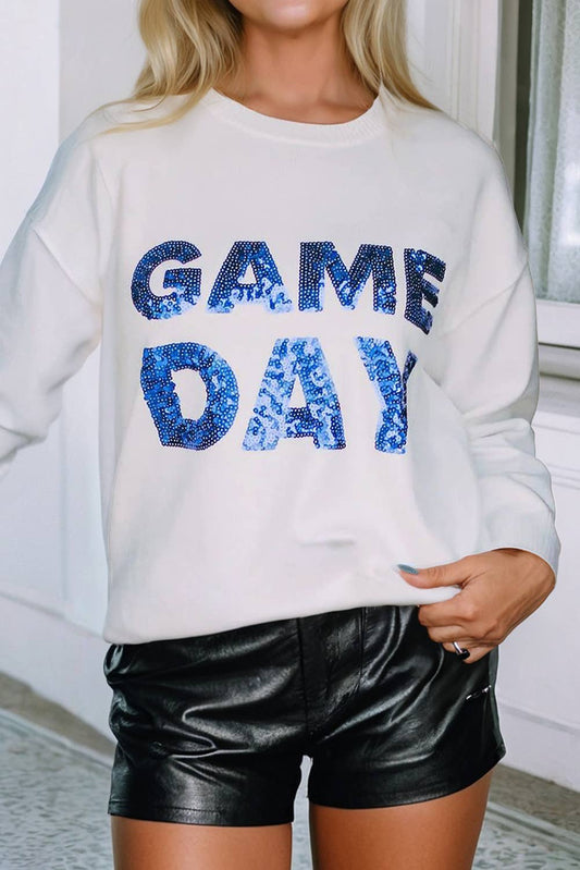 Royal Blue Sequin Game Day Sweater