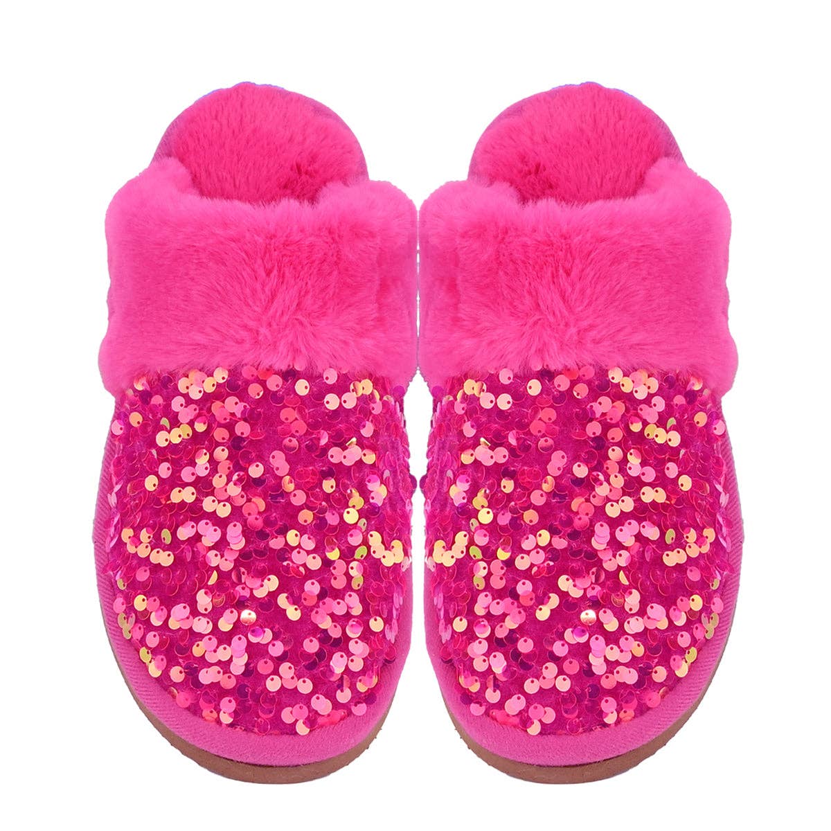 Sequin Faux Fur C.C Slippers