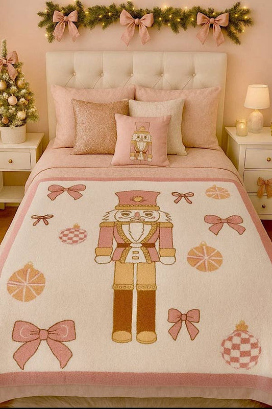 Pink Nutcracker Bow Luxury Blanket