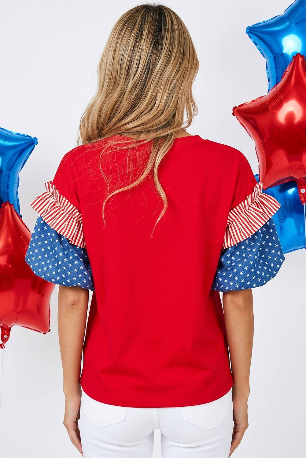 Stars & Stripes Puff Sleeve Top