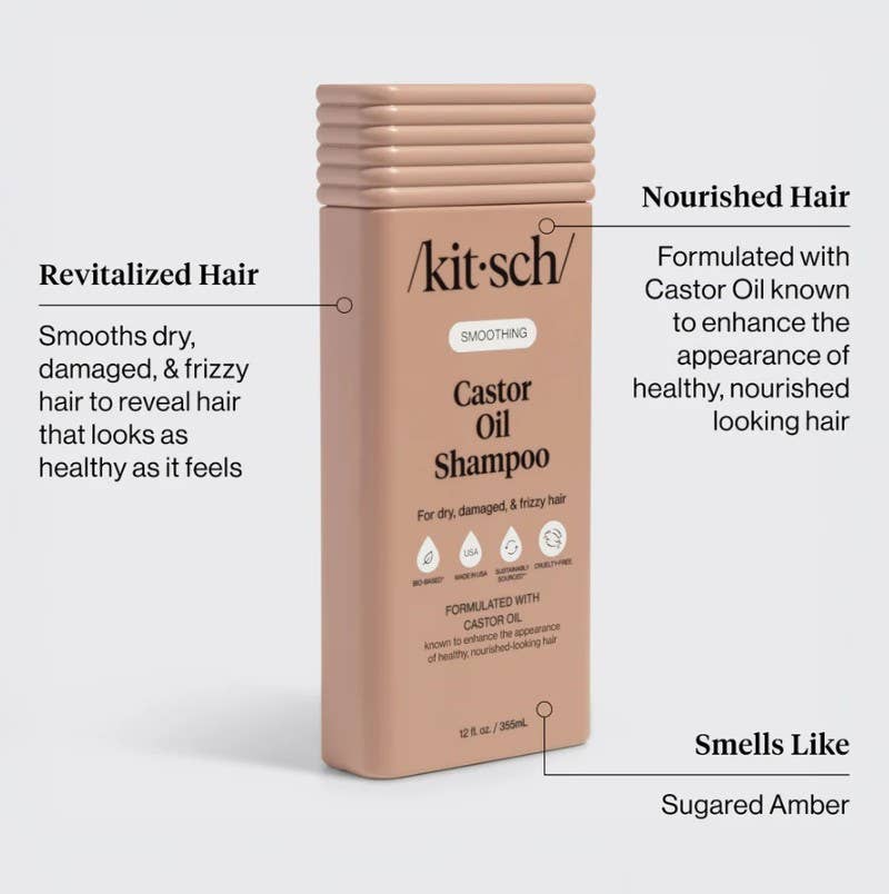 Kitsch Smoothing Castor Oil Shampoo box packaging