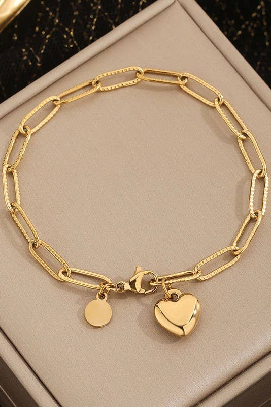 Gold Heart Charm Bracelet