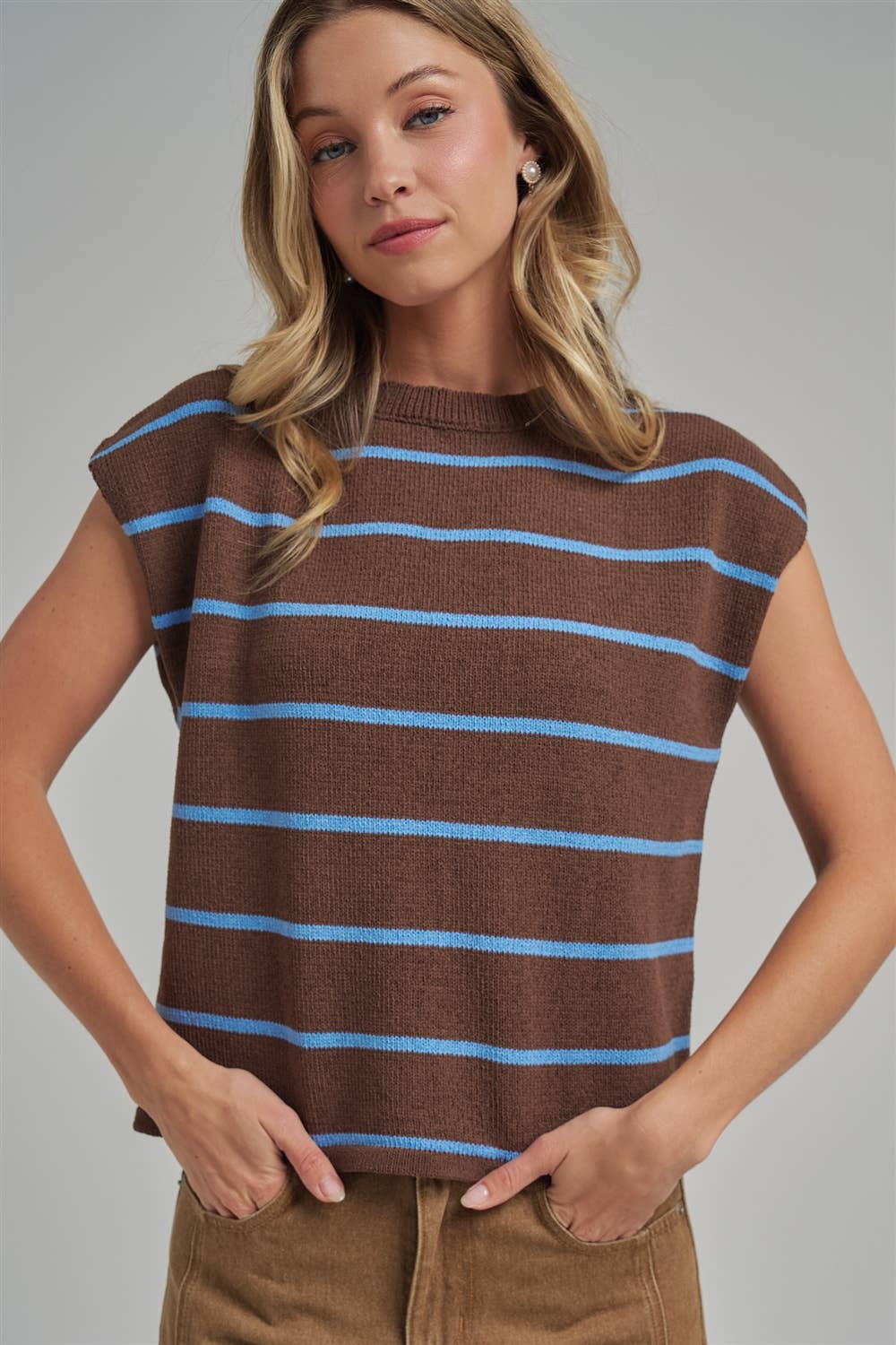 Striped Transitional Sleeveless Sweater