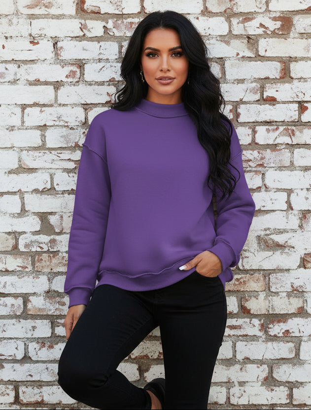 Oversize Reversible Mock Neck Sweatshirt