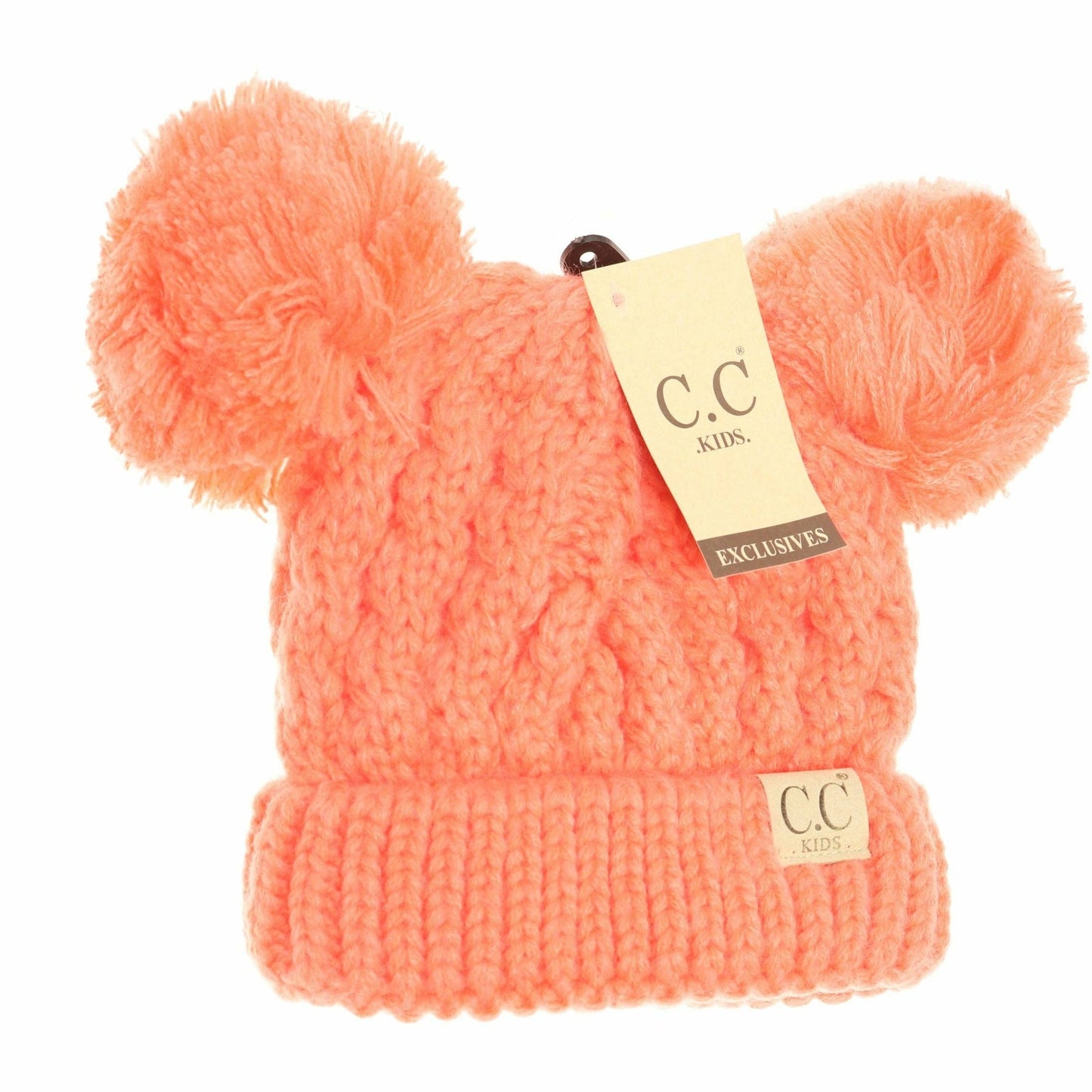 Kids Solid Double Pom CC Beanies