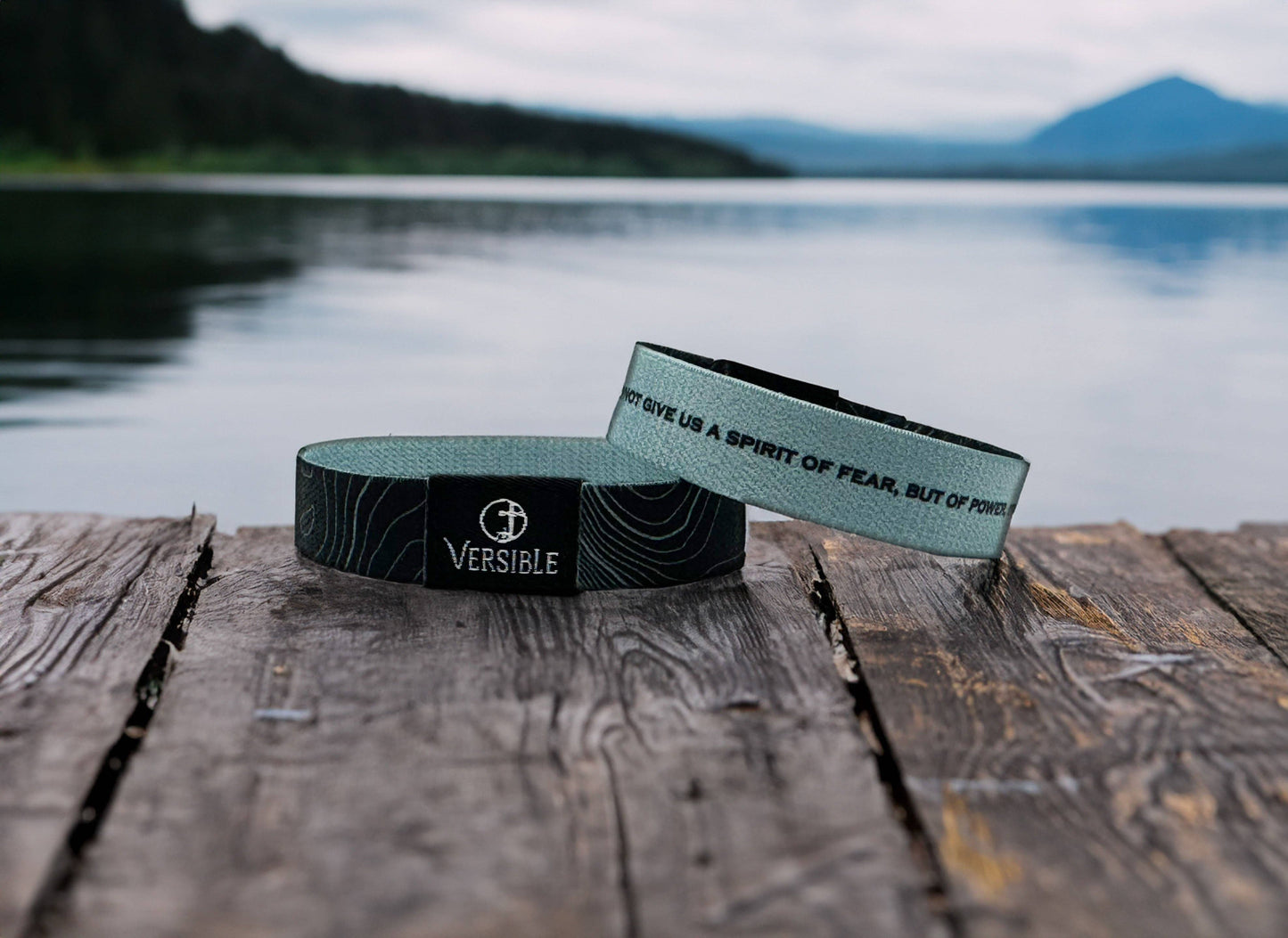 Black Topography / 2 Timothy 1:7 Wristband