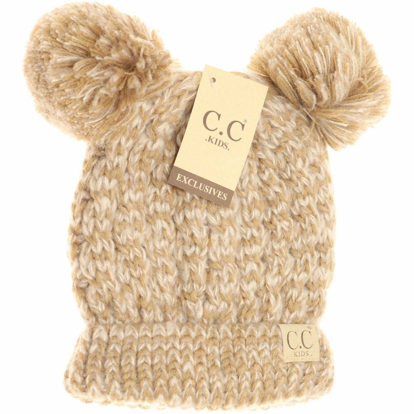 Kids Multi Tone Double Pom CC Beanie