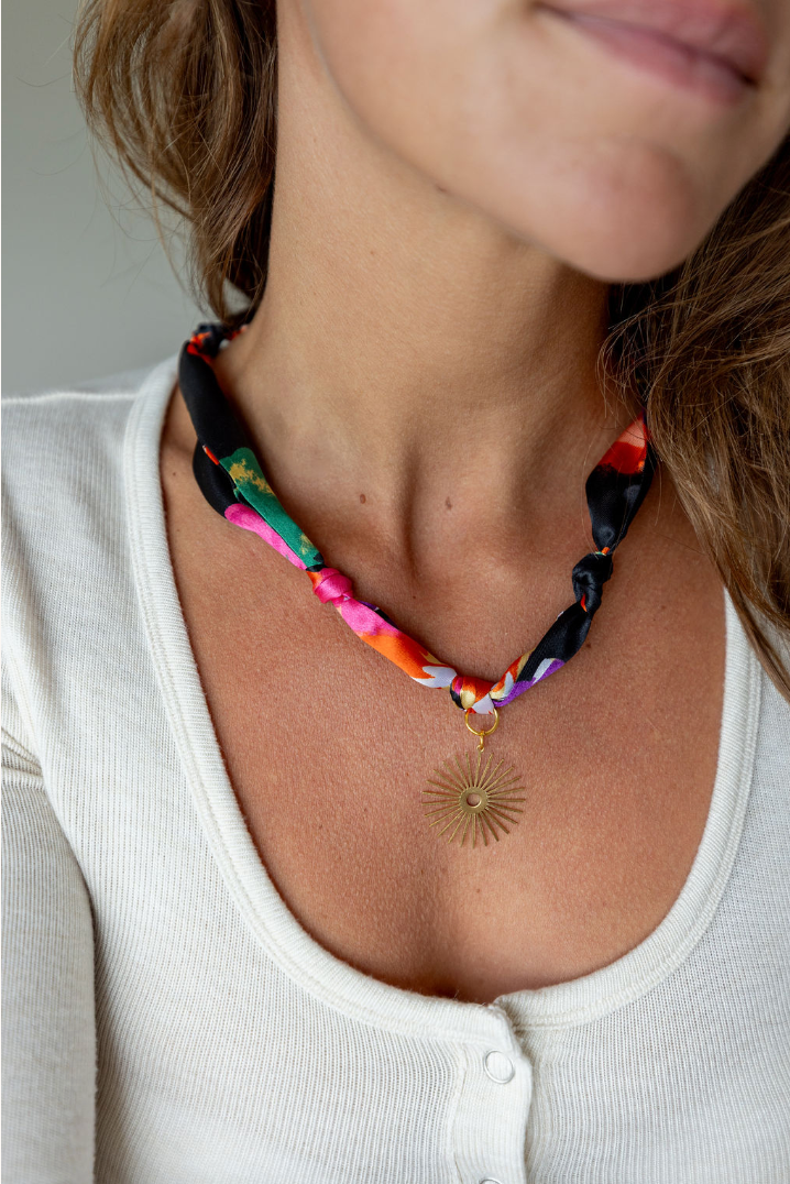 Scarf Charm Necklace – Colorful Fabric Statement Necklace