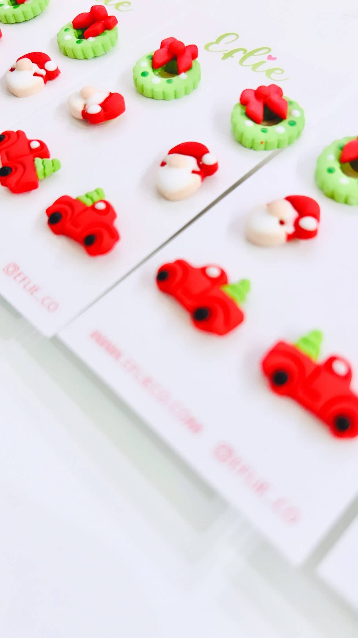 Christmas Santa, Wreaths & Tree Studs Set