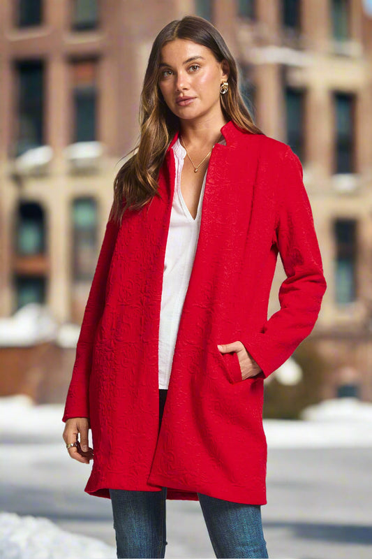 Dear Scarlett Elegant Jacquard Midi Coat