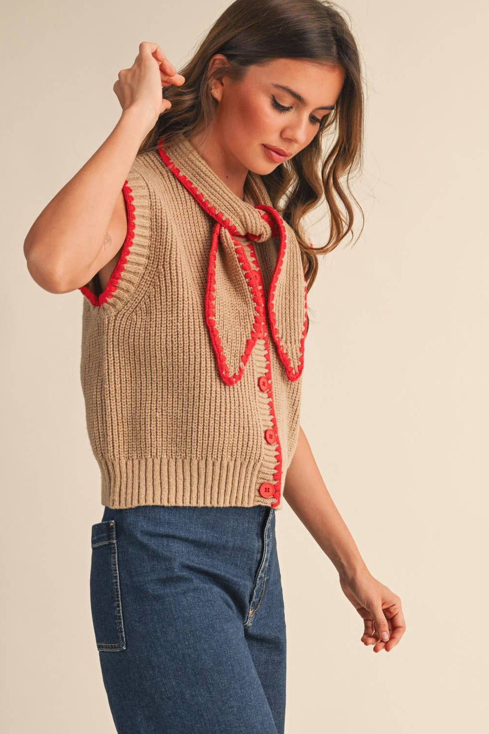 Tie Neck Sweater Vest