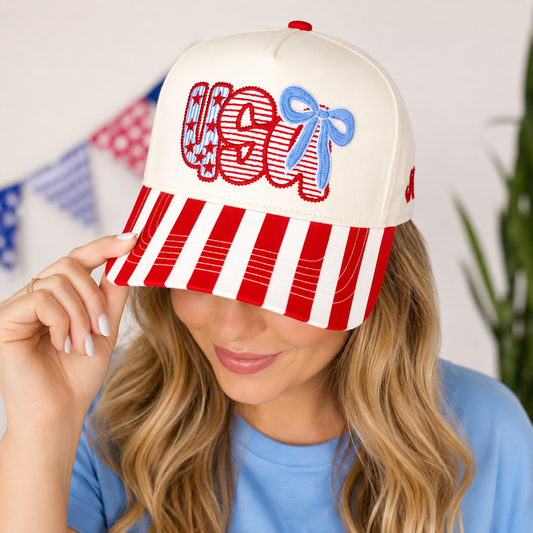 USA Bow Stripe Trucker Hat