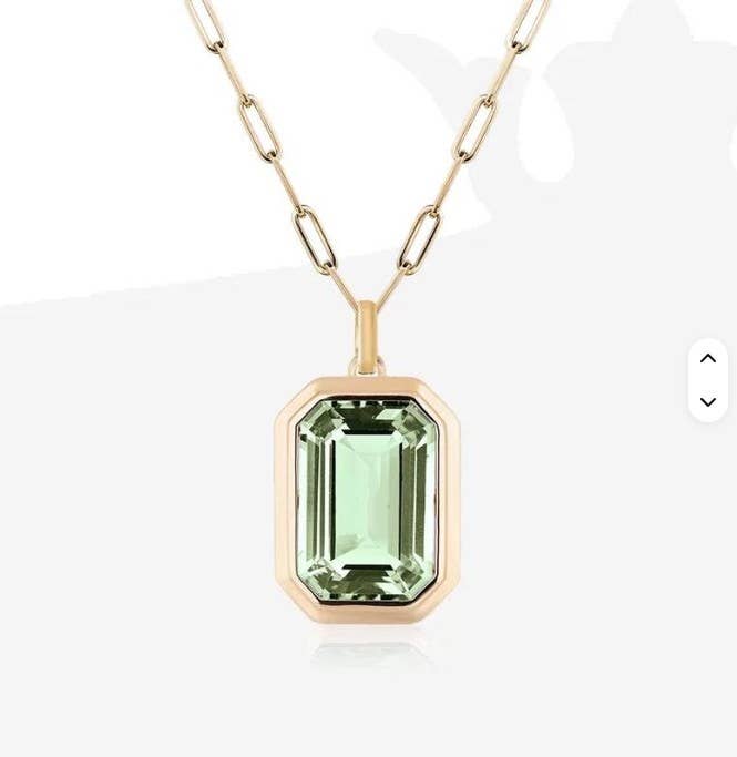 18K Gold Stainless Steel Emerald-Cut Pendant Necklace