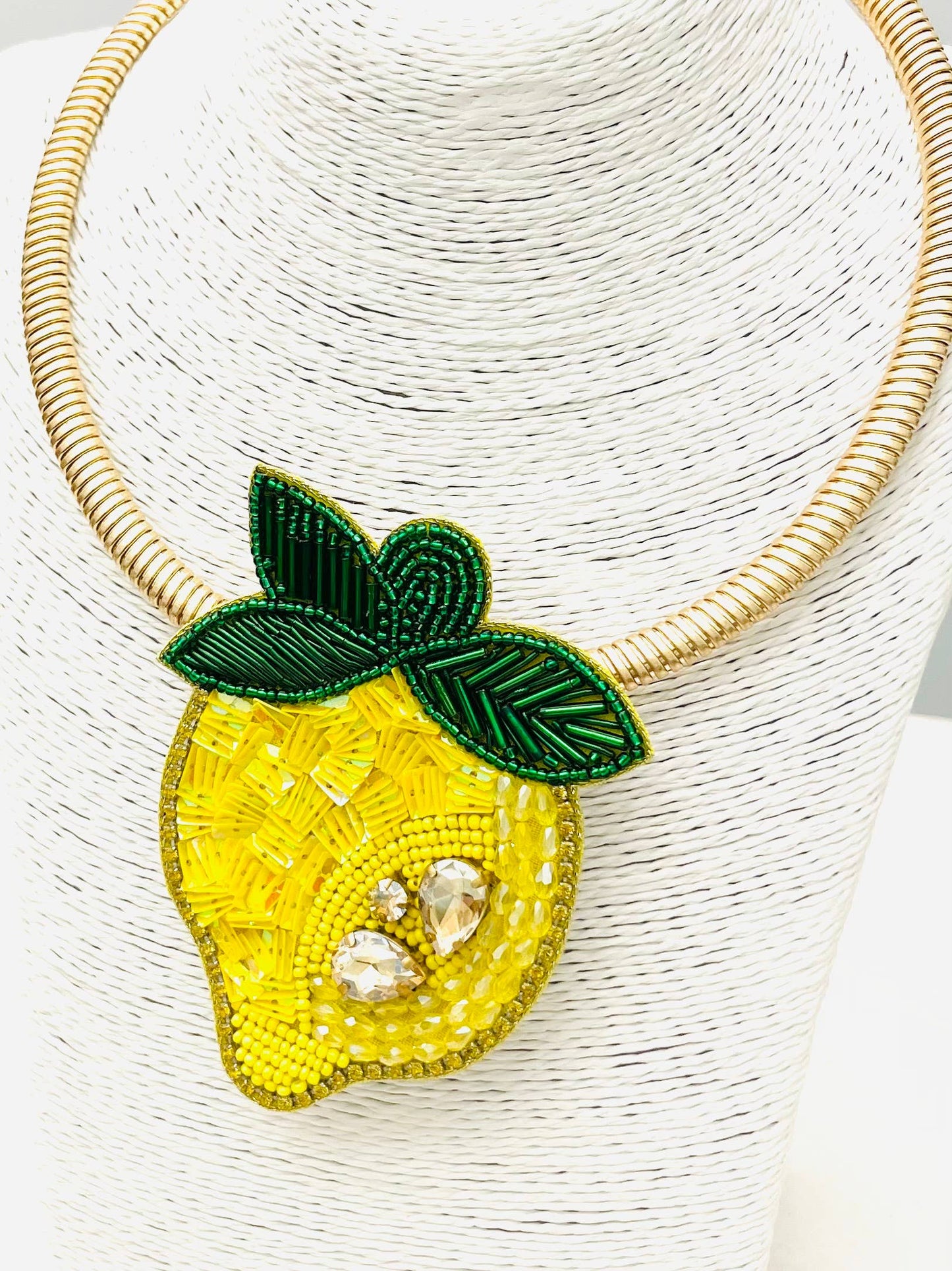 Sunny Lemon Beaded Statement Necklace
