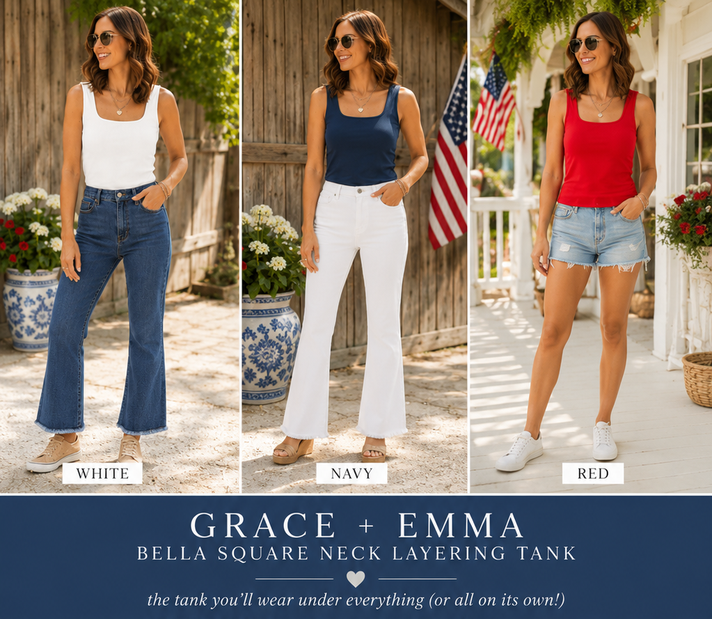 Grace + Emma Bella Square Neck Layering Tank alternate view