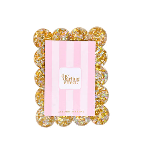 The Darling Effect Mini Acrylic Picture Frame Magnet In Gold Glitter