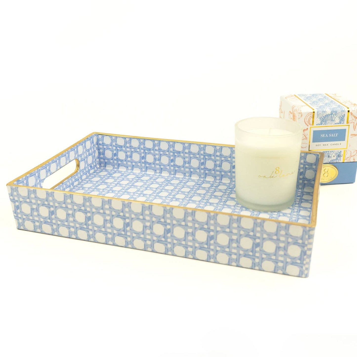 Blue Cane Decorative Tray – Vanity, Coffee Table & Serving Tray