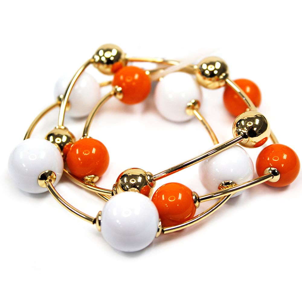 Tennessee orange white and gold game day stretch bracelet set of three