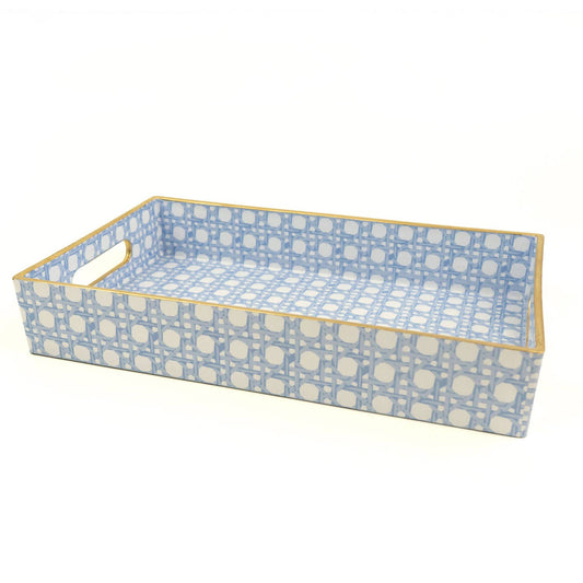 Blue Cane Decorative Tray – Vanity, Coffee Table & Serving Tray