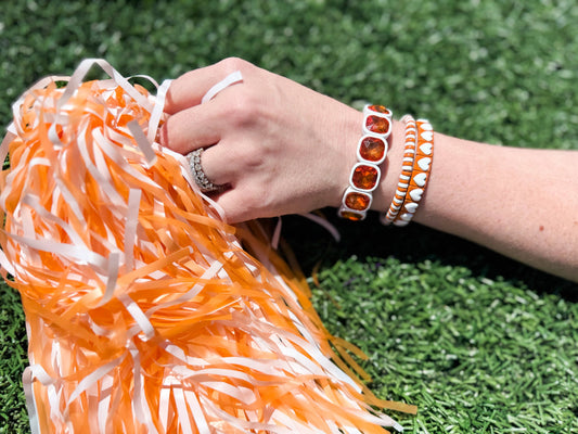Tennessee Orange & White Game Day Bracelet Stack