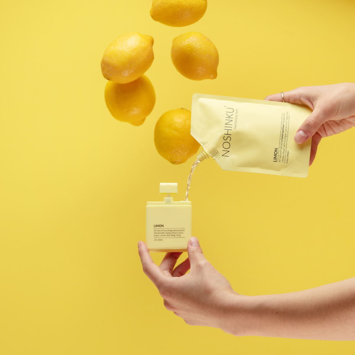 Noshinku Lemon Ylang-Ylang Pocket Hand Sanitizer – Refillable Moisturizing Sanitizer