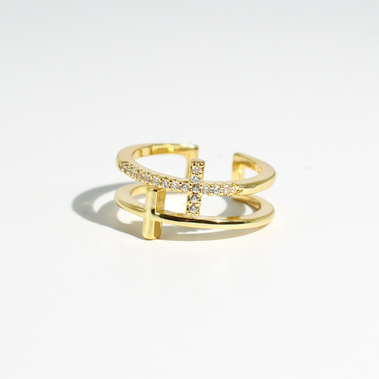Treasure Jewels Double Cross Ring Gold