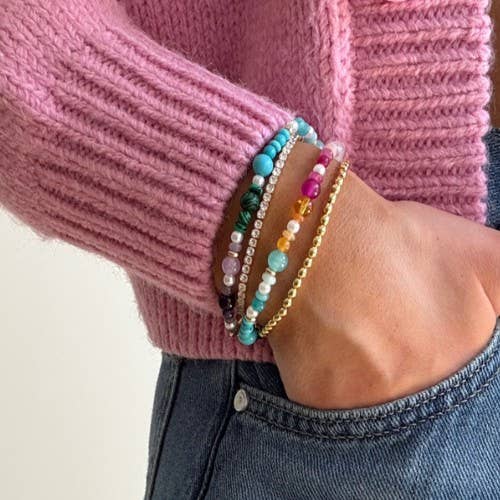 Multi Colored Glass Beaded Bracelet Set