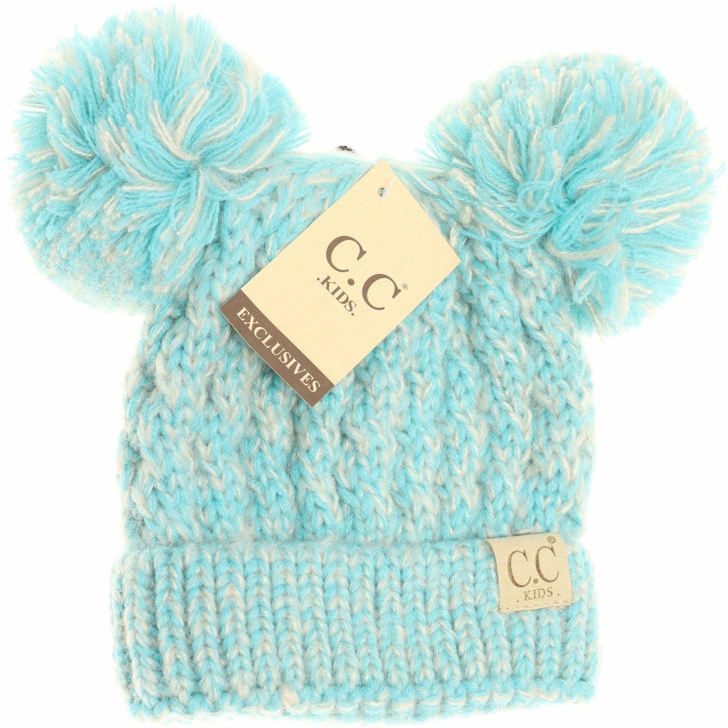 Kids Multi Tone Double Pom CC Beanie