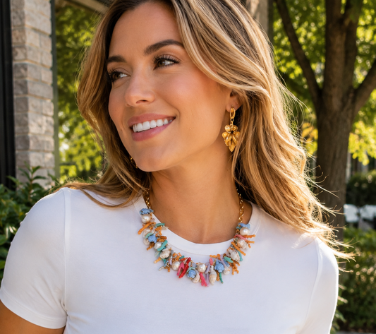 Treasure Jewels Sea Charm Statement Necklace