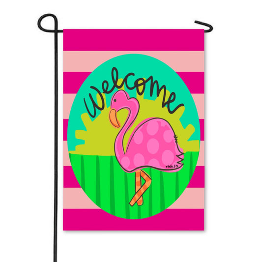 Welcome Flamingo Garden Flag