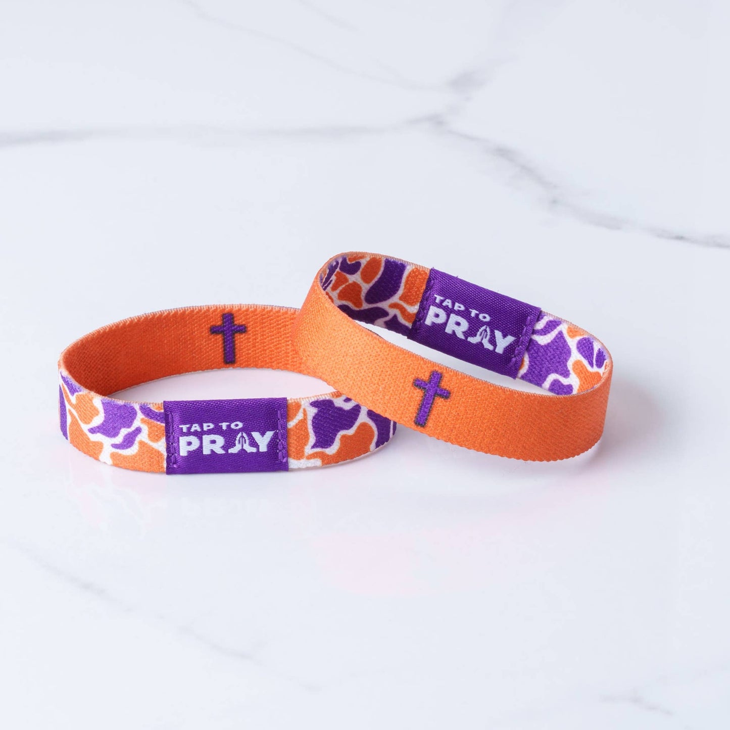 Versible Tap To Pray Wristbands - Team Camo - Orange & Purple