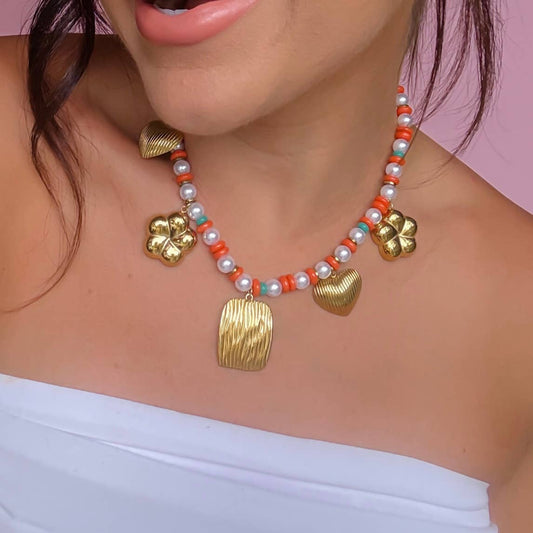 Treasure Jewels Coral Charm Necklace