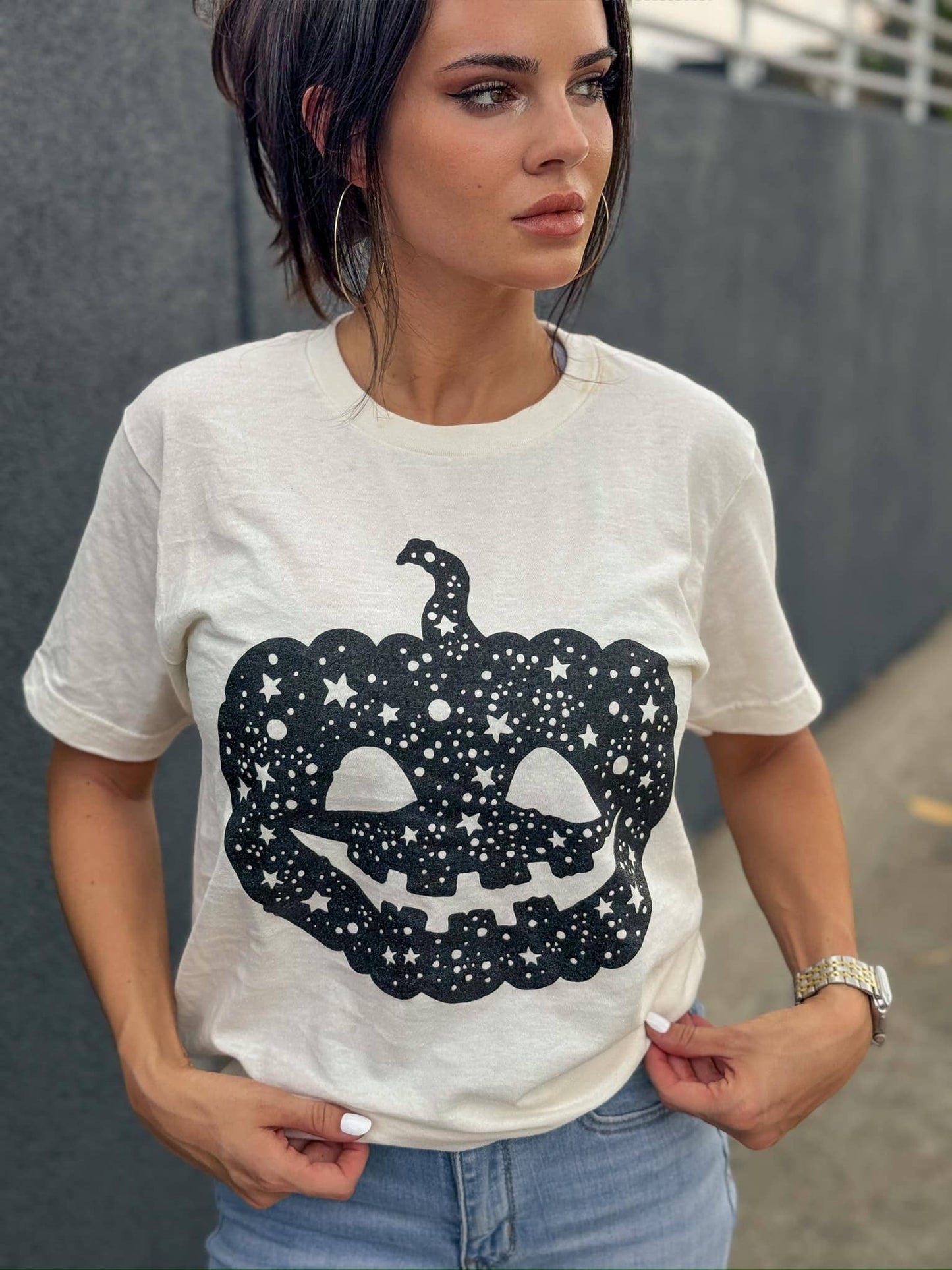 Black Pumpkin Vintage White Short Sleeve Tee