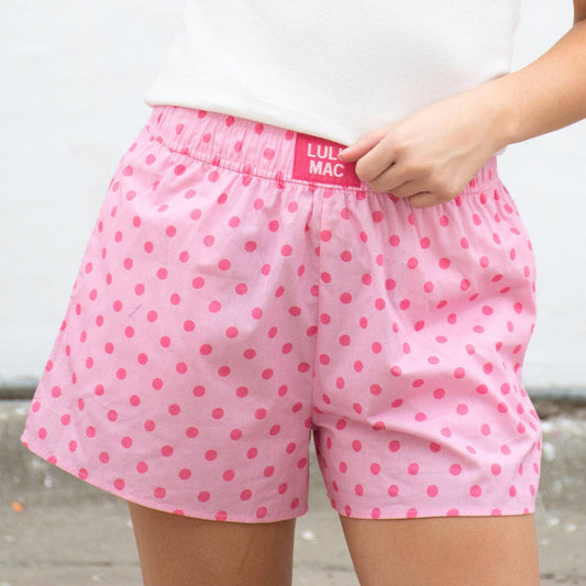 Lulu Mac Pink Polka Dot Lounge Shorts