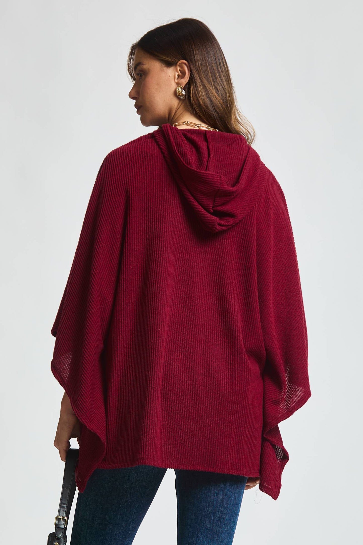 Dear Scarlett Ribbed Knit Poncho Top