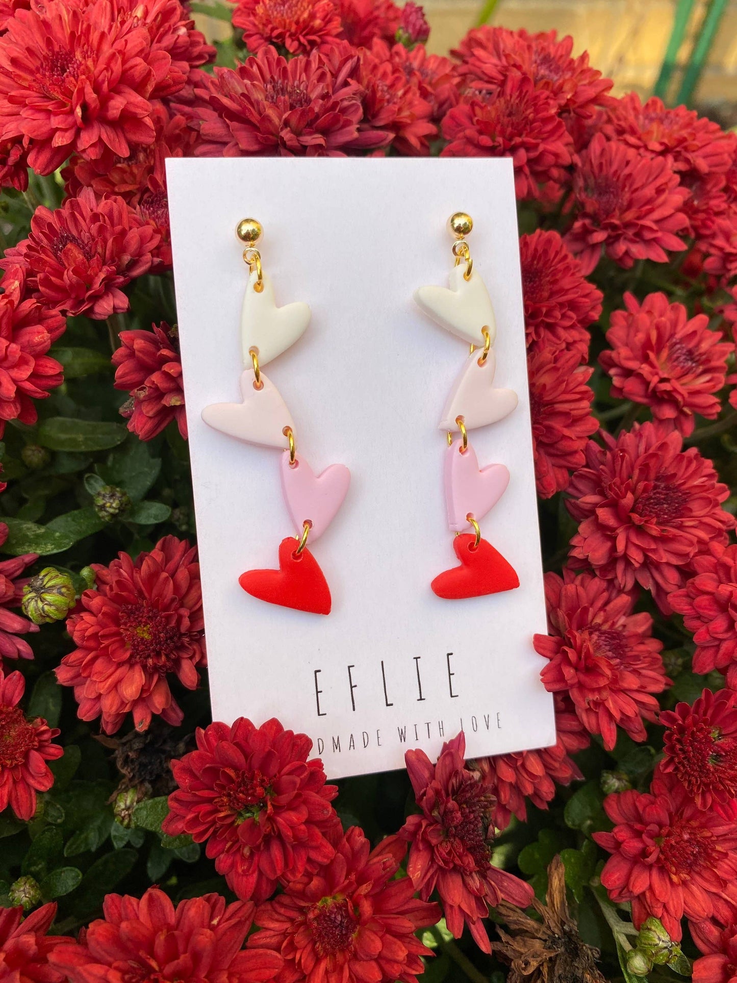 Sweat Heart Dangle Pink & Red Earrings