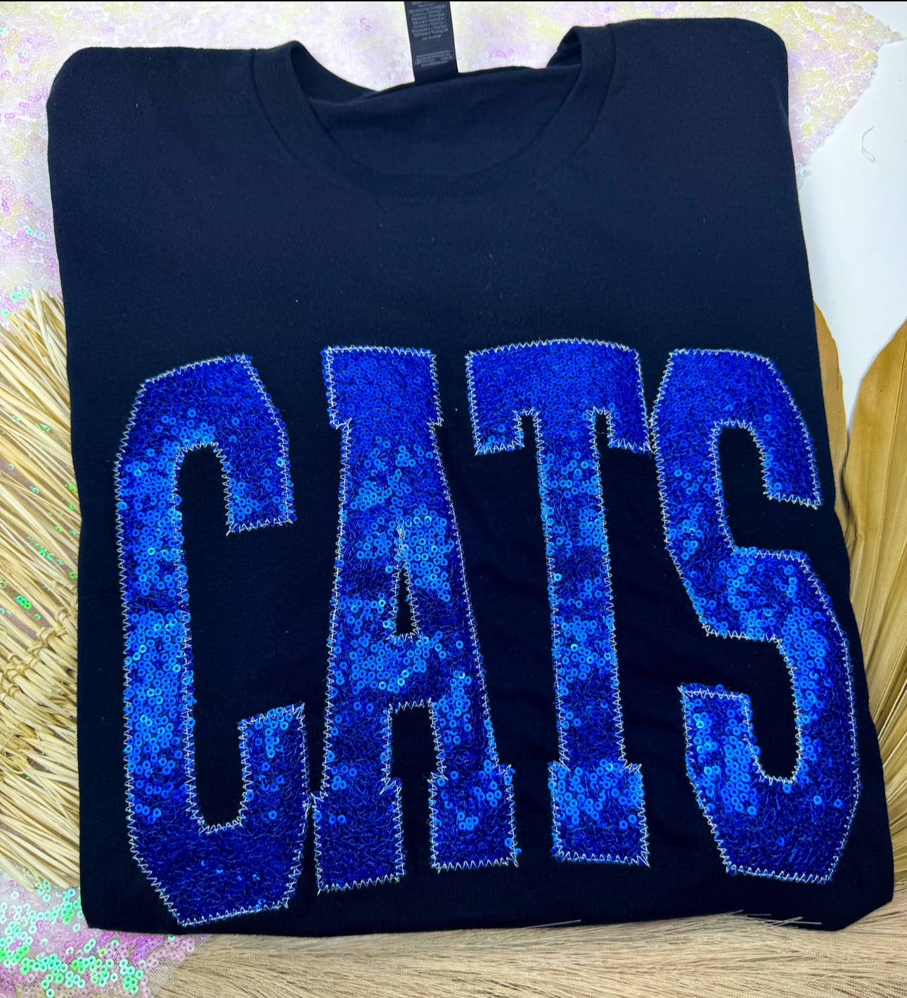 Cats Real Sequins Game Day Short Sleeve