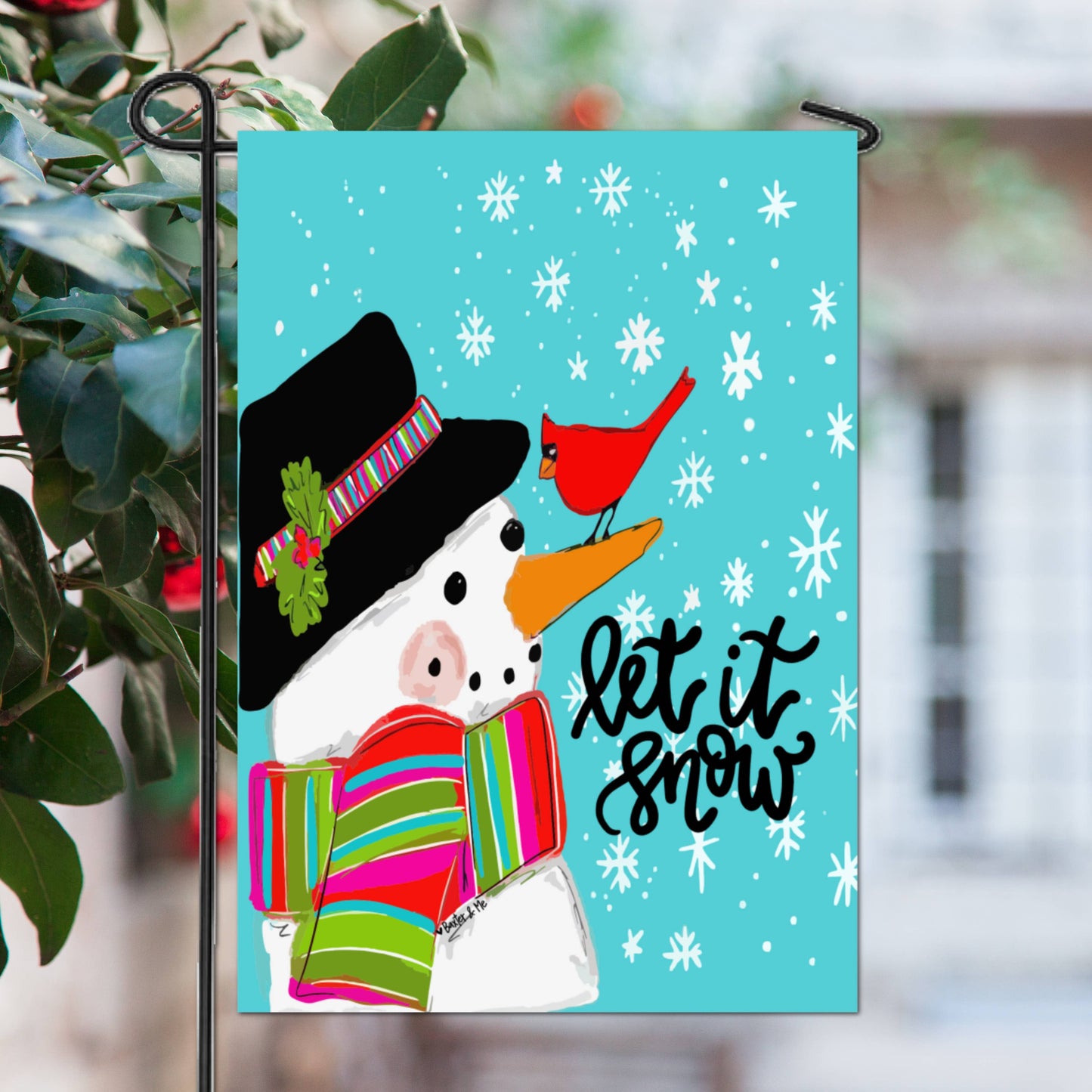 Let it Snow Snowman Garden Flag