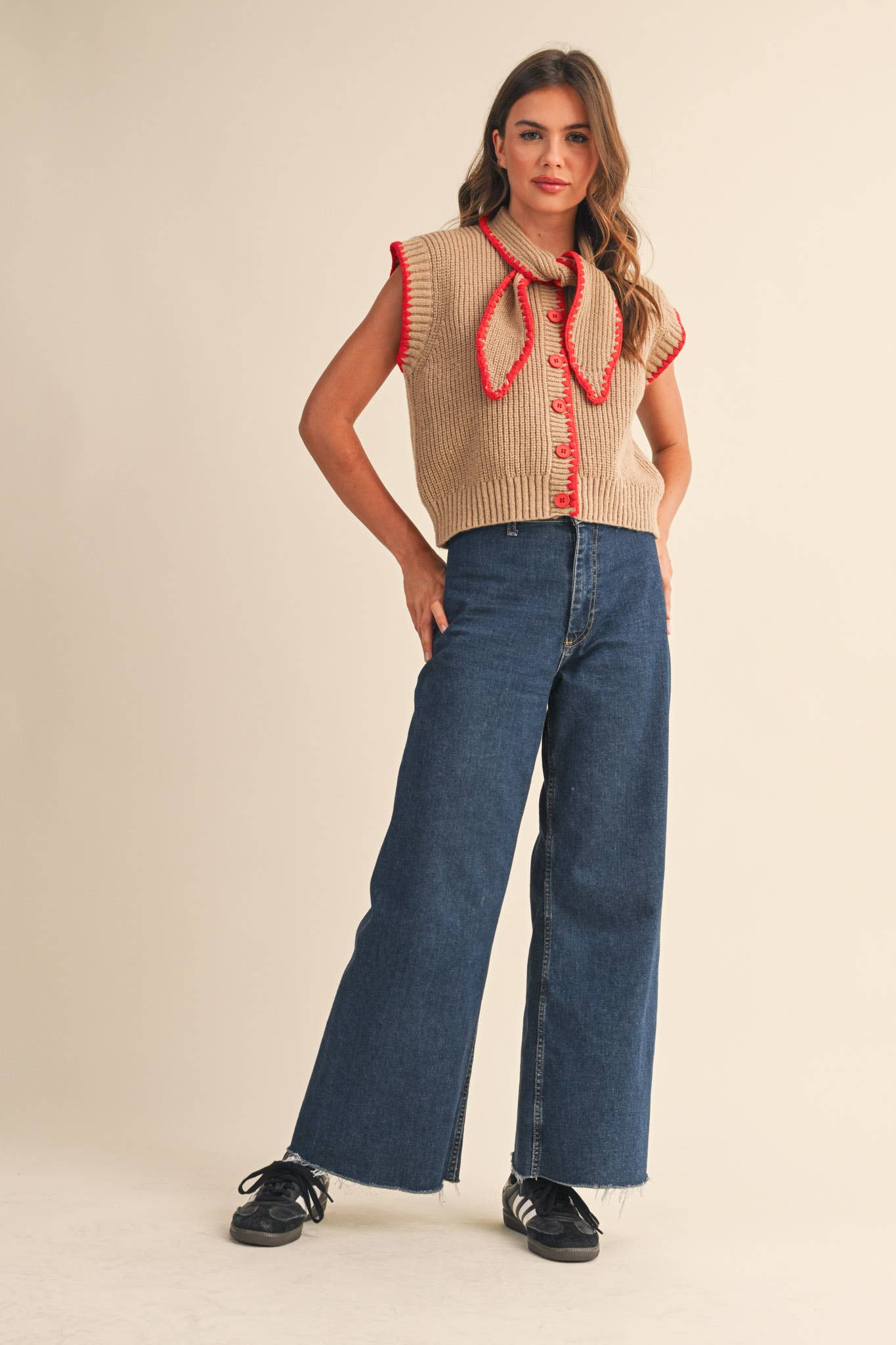 Tie Neck Sweater Vest