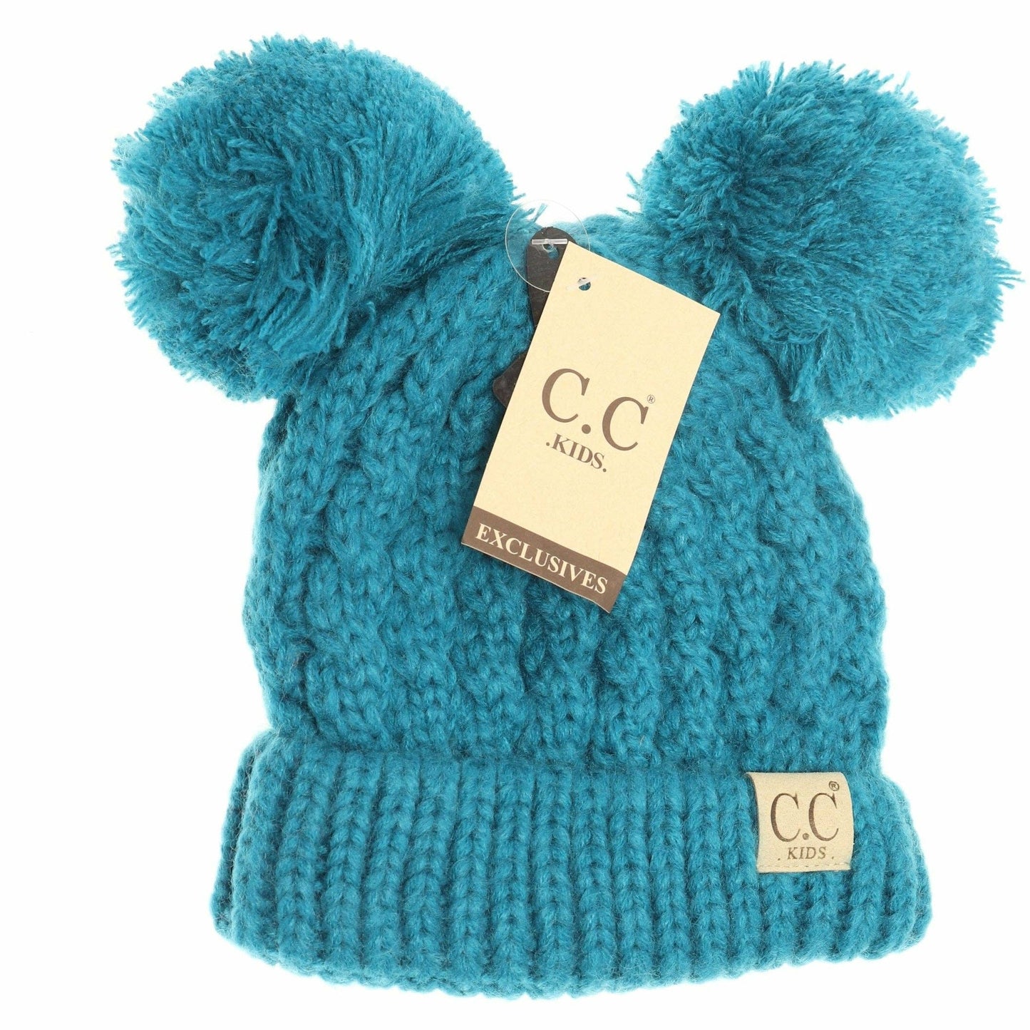 Kids Solid Double Pom CC Beanies