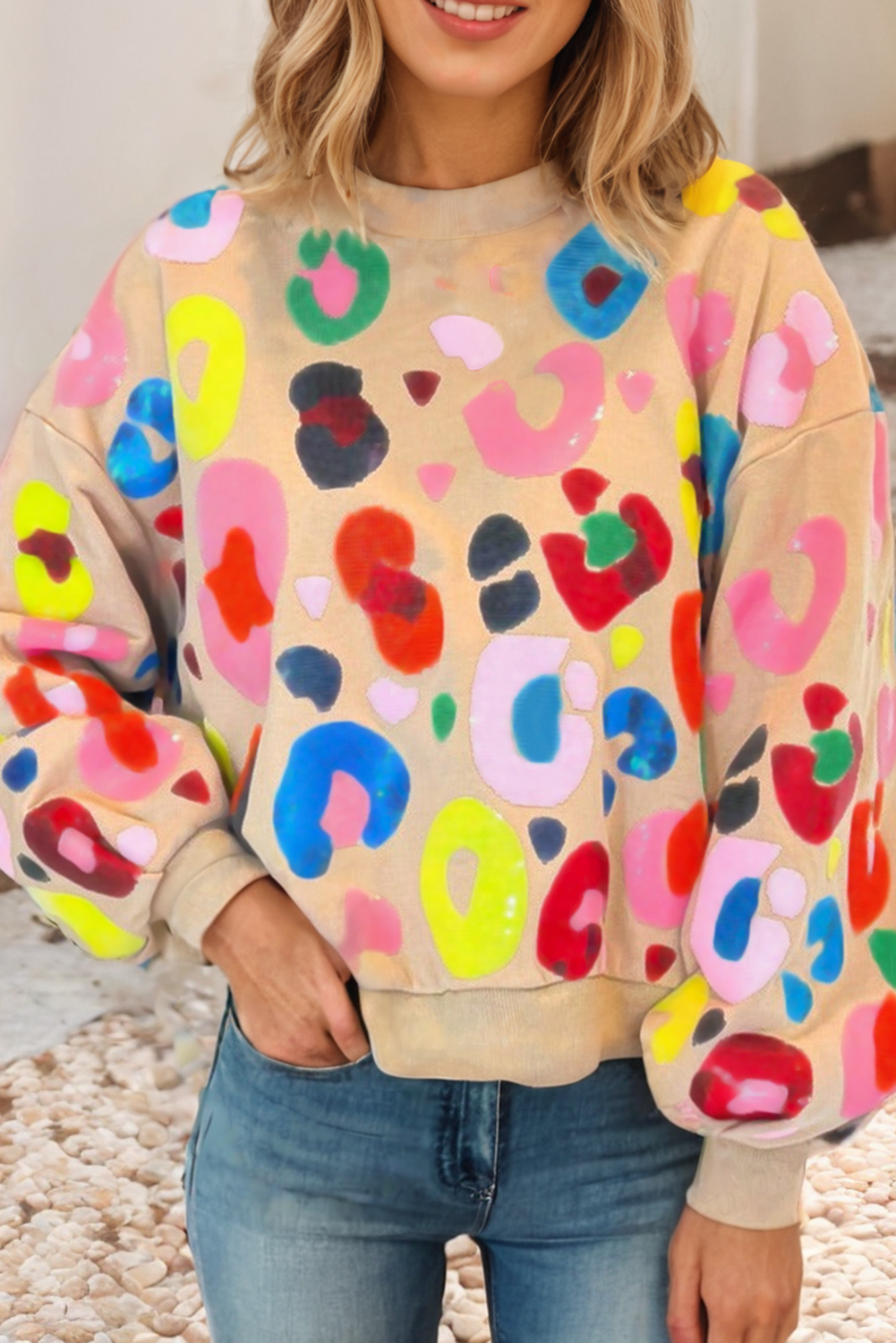 Multicolor Leopard Printed Sweatshirt