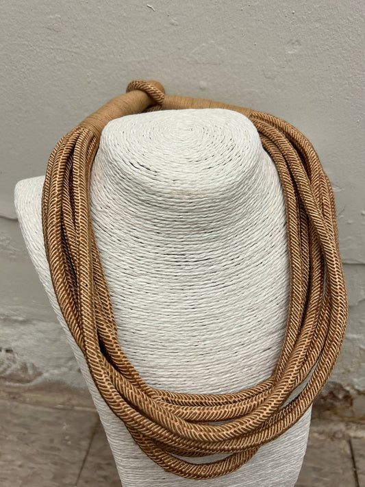 Slub 8-Strand Necklace in Tan