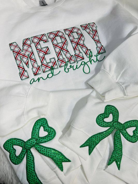 Merry and Bright Side Bow Sweatshirt