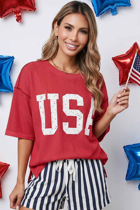 USA Ribbed Graphic Tee