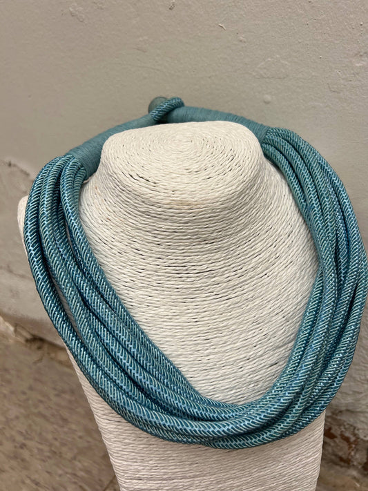 Slub 8-Strand Necklace in Dusty Light Blue