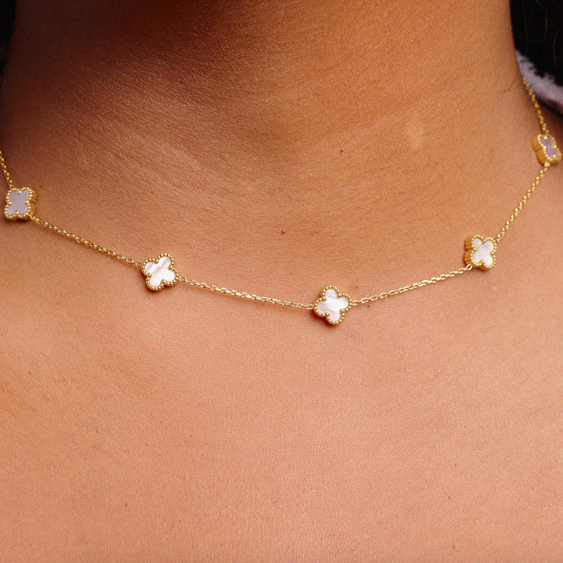 Nikki Smith Designs Mini White Flora Gold Necklace